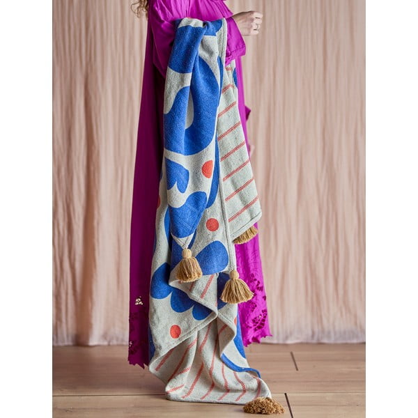 Modra odeja 130x160 cm Eviaya – Bloomingville-image-1