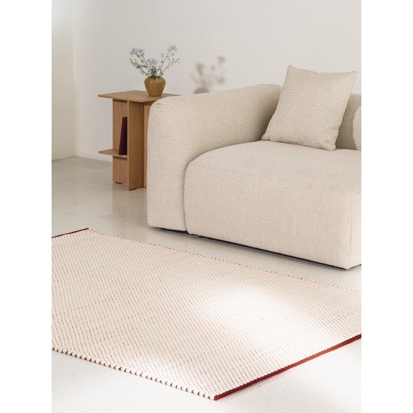 Rdeč/bež ročno tkan volnen tekač 80x170 cm Lenu – noo.ma-image-3