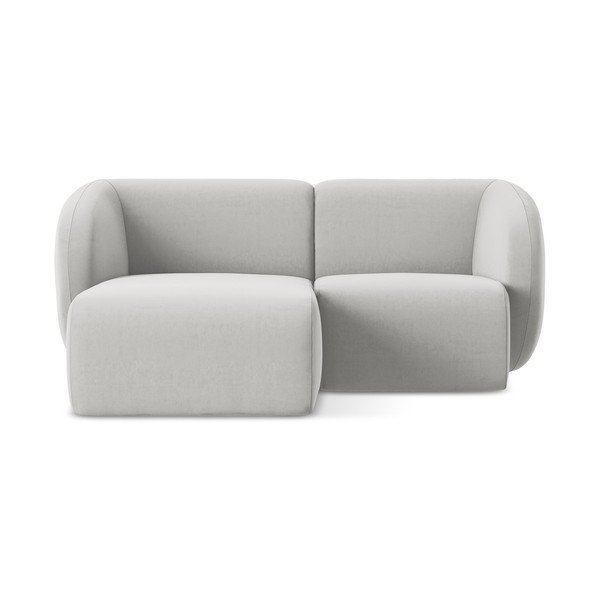 Svetlo siva žametna kotna sedežna garnitura (levi kot/z ležalnikom) Lani – Makamii