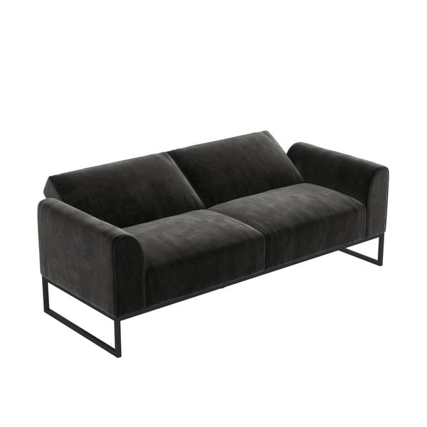 Črna žametna nastavljiva/raztegljiva sedežna garnitura 217 cm Adley – Støraa-image-3