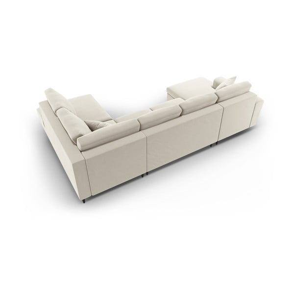 Bež žametna raztegljiva kotna sedežna garnitura s prostorom za shranjevanje (desni kot/v obliki črke "U") Kyoto – Cosmopolitan Design-image-4