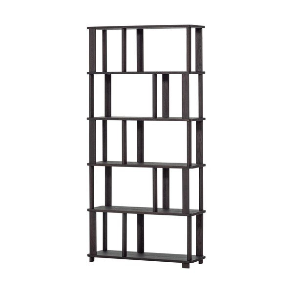 Temno rjav regal iz masivnega hrasta 90x186x30 cm Riss – WOOOD-image-2