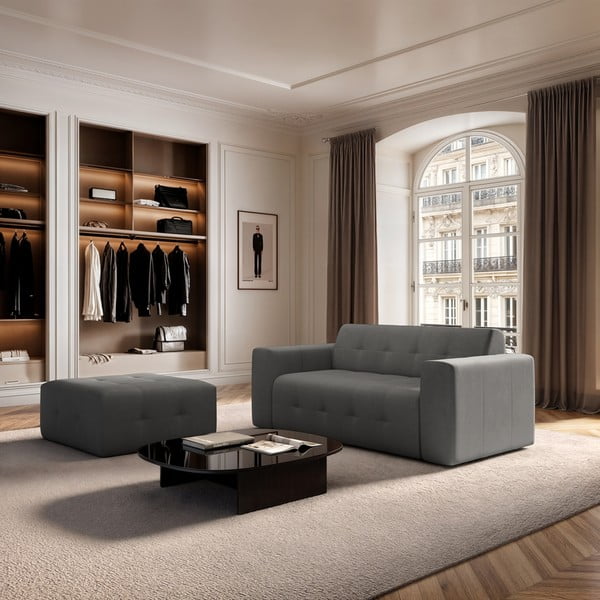 Siv žameten tabure Tuil – Rodier-image-1