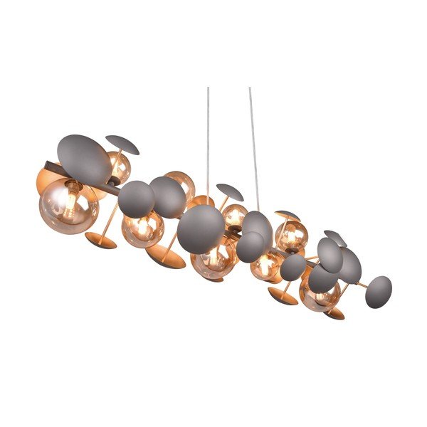 Siva/zlata viseča svetilka s steklenim senčnikom Bubble – Trio Select-image-1