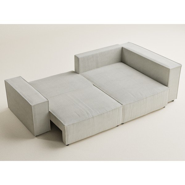 Kremno bela raztegljiva/s prostorom za shranjevanje kotna sedežna garnitura iz rebrastega žameta (desni kot/v obliki črke L) Tonga – Maison de Rêve-image-3