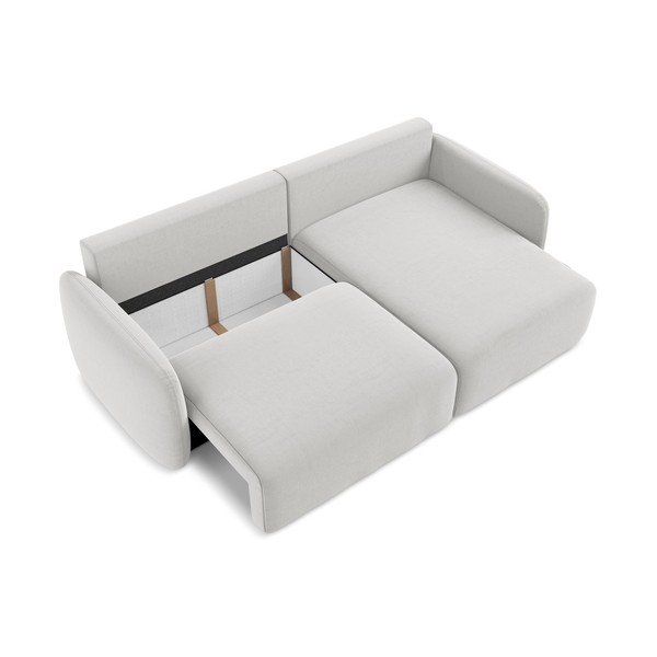 Svetlo siva žametna raztegljiva/s prostorom za shranjevanje kotna sedežna garnitura (desni kot/z ležalnikom) Kalena – Makamii-image-4