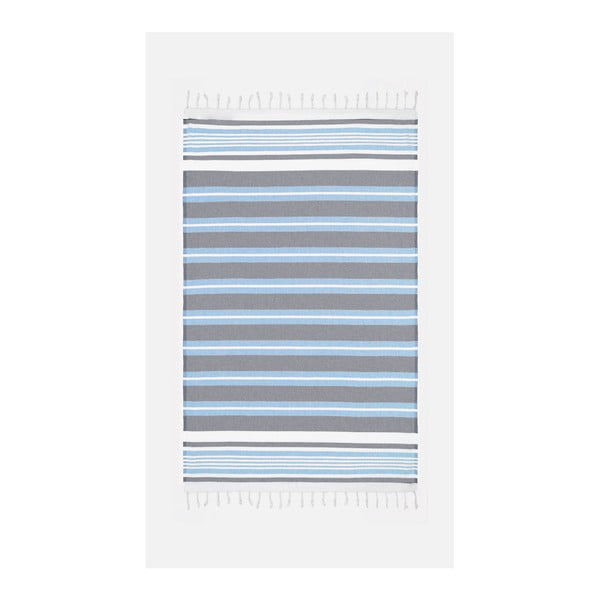 Modro-siva bombažna kopalna brisača Kate Louise Cotton Collection Line Blue Grey, 100 x 180 cm