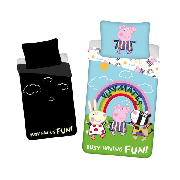 Enojna bombažna otroška posteljnina s svetlečim učinkom 140x200 cm Peppa Pig – Jerry Fabrics