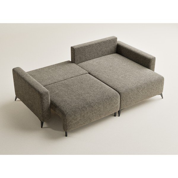 Rjava raztegljiva/s prostorom za shranjevanje kotna sedežna garnitura iz šenilje (desni kot/z ležalnikom) Leon – Maison de Rêve-image-3