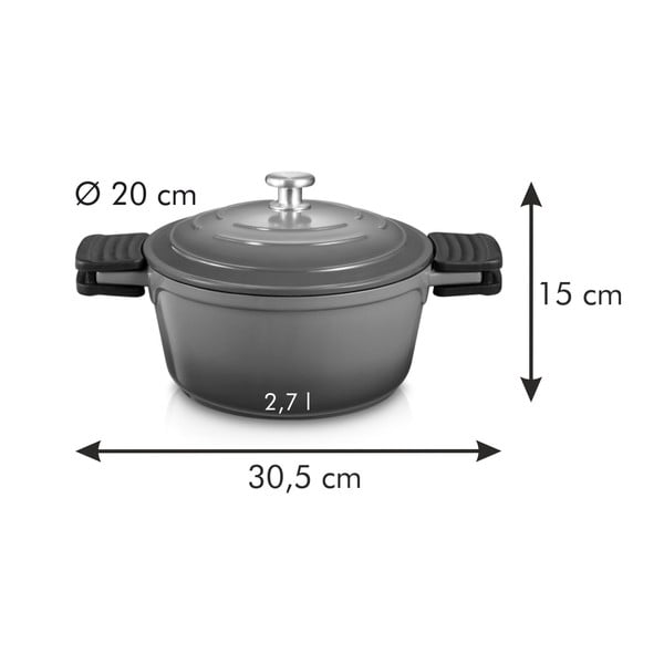 Lonec s pokrovko in neprijemljivo površino za indukcijsko ploščo 2.7 l Bordeaux – Tescoma-image-3