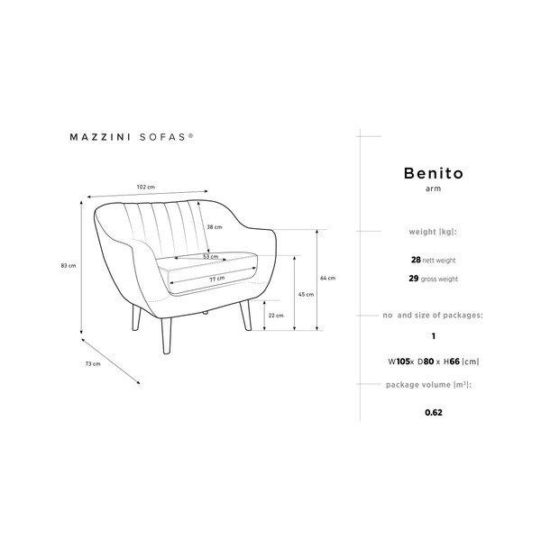 Modri fotelj Mazzini Sofas Benito Floral-image-2