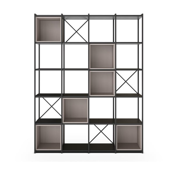 Črn in kremno bel regal 140x179 cm Anya – Marckeric