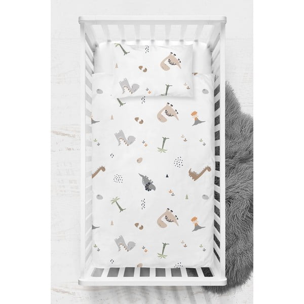 Bela otroška posteljnina za otroško posteljico iz renforce bombaža 100x150 cm Dinozor – Mijolnir-image-2