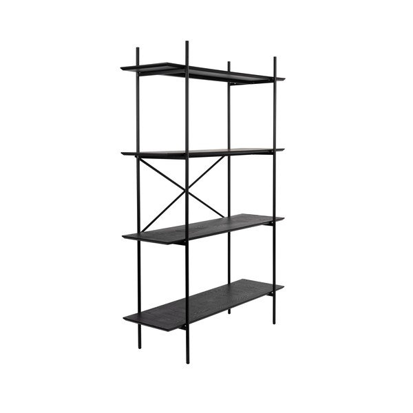 Črn kovinski regal 120x180x40 cm Marcio – White Label-image-2
