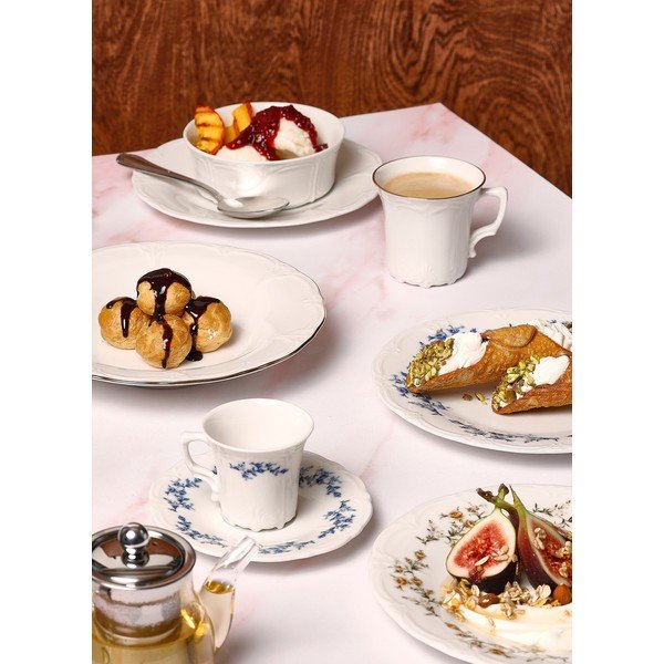 Bela/modra porcelanasta skodelica za espresso 110 ml Retro – BonBistro-image-1