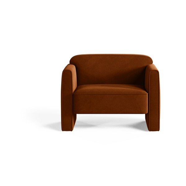 Žameten fotelj v barvi terakote Abby – Micadoni -image-1