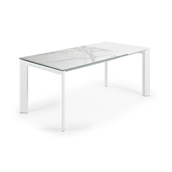 Raztegljiva jedilna miza z dodatno ploščo z mizno ploščo v marmornem dekorju 80x120 cm Axis – Kave Home-image-2