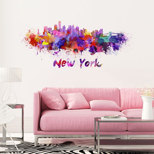 Stenska nalepka Ambiance Wall Decal New York Design Akvarel, 60 x 140 cm