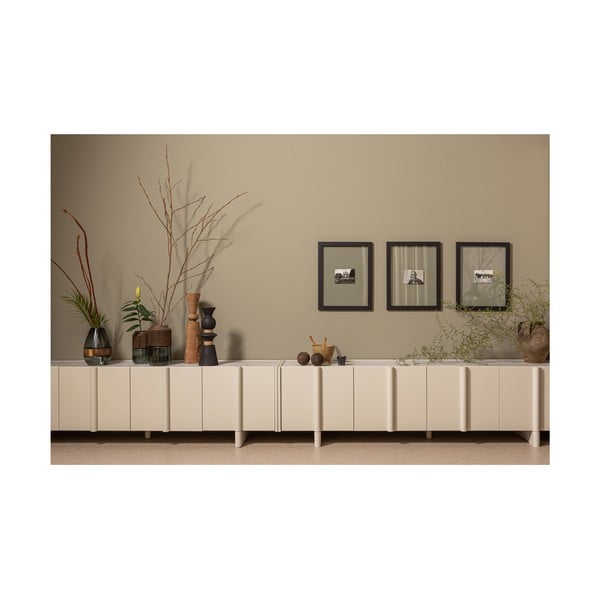 Kremno bela modularna TV omarica iz masivnega bora 200x53 cm Basu – WOOOD-image-4