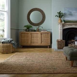 Obojestranska ročno tkana preproga iz jute v naravni in zeleni barvi 120x170 cm Jute Boucle Green – Flair Rugs