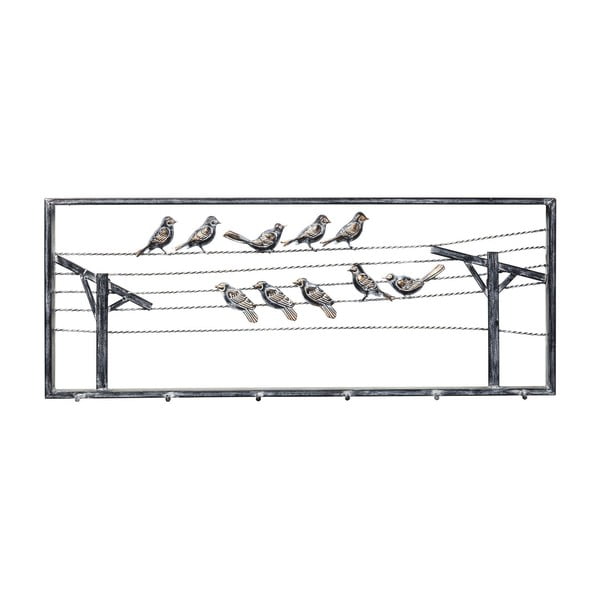 Kovinski stenski obešalnik Kare Design Bird On The Line, širina 91 cm