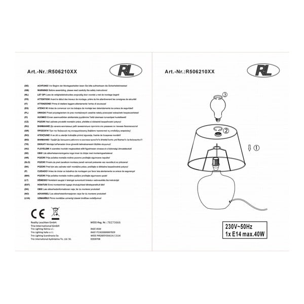 Črna namizna svetilka iz keramike in tkanine Reality Luxor, višina 26 cm-image-3