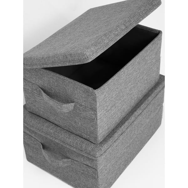 Siva tekstilna škatla za shranjevanje s pokrovom 45x34x25 cm Soft Storage – Bigso-image-2