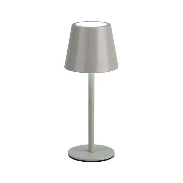Siva LED namizna svetilka s kovinskim senčilom (višina 21 cm) Diaz – Trio-image-1