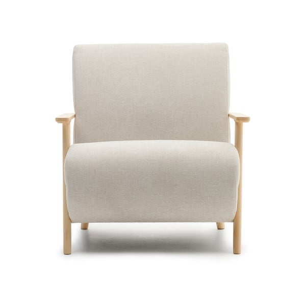 Bež/kremno bel fotelj iz šenilje Meghan – Kave Home-image-3