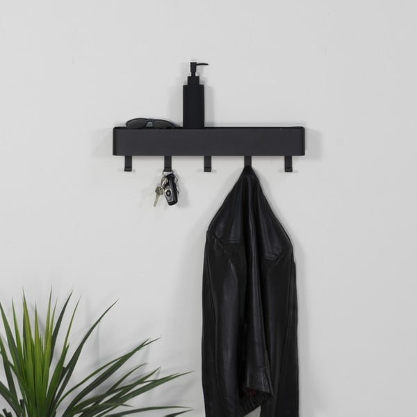 Črn kovinski stenski obešalnik s polico 52 cm Dax Play – Spinder Design-image-2