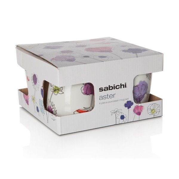 Komplet 4 porcelanskih vrčev Aster, 330 ml-image-2