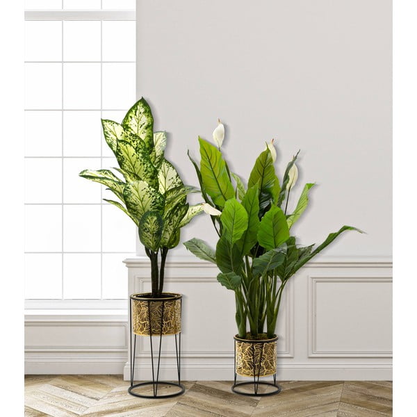 Komplet 2 zlatih stojal za cvetlične lonce Mauro Ferretti Leavy, višina 40 cm-image-1