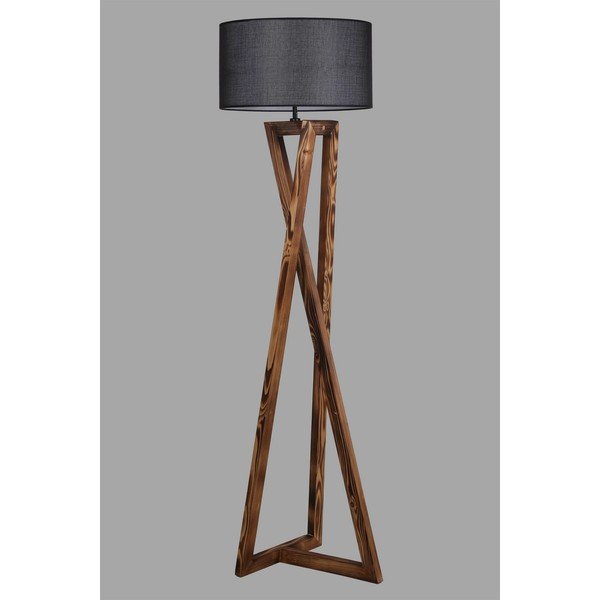 Črna/rjava stoječa svetilka s tekstilnim senčilom (višina 149 cm) Maçka – Opviq lights-image-2