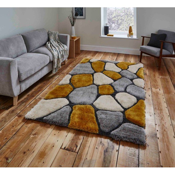 Sivo-rumena preproga Think Rugs Noble House Rock, 150 x 230 cm-image-1