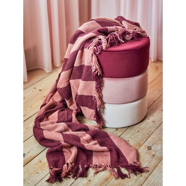 Bordo rdeča odeja iz recikliranega bombaža 130x160 cm Frello – Bloomingville-image-1