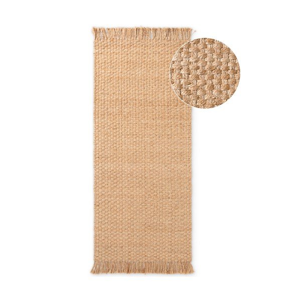Ročno tkan tekač iz jute v naravni barvi 80x200 cm Fjord – Hanse Home