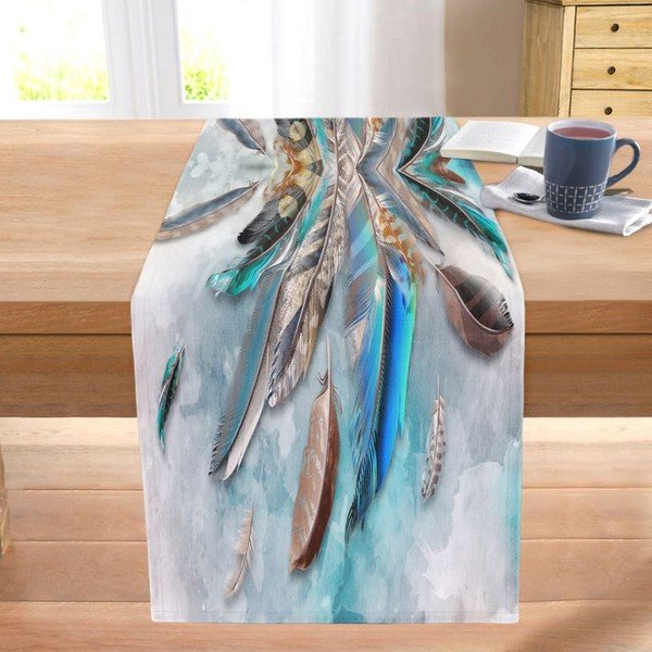 Namizni tekač 40x130 cm Blue Feather – Mila Home-image-2
