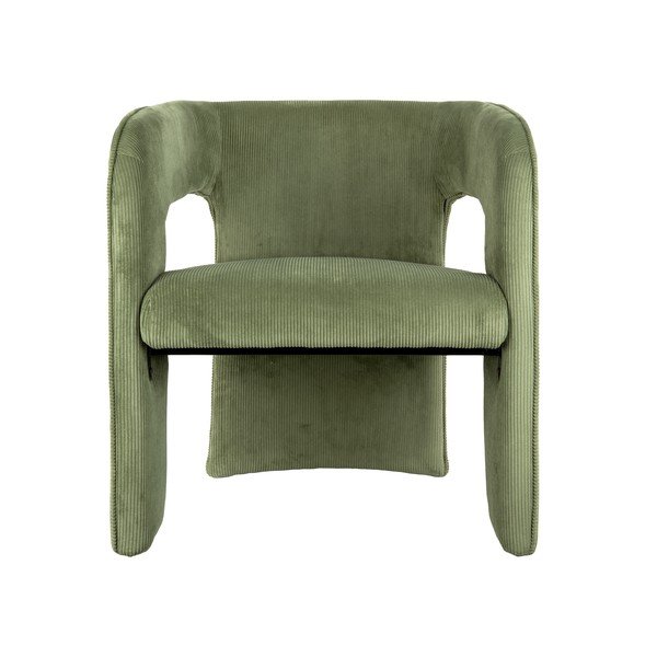 Zelen fotelj iz rebrastega žameta Vigor – Leitmotiv-image-2