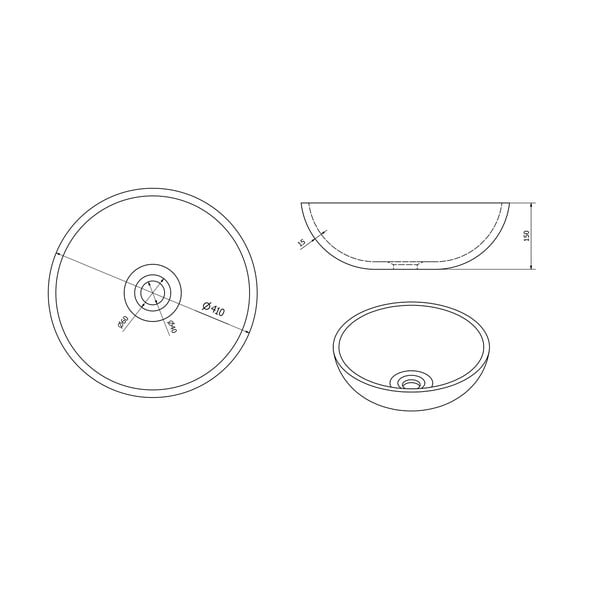 Moder/siv keramičen okrogel umivalnik ø 41 cm Priori – Sapho-image-3