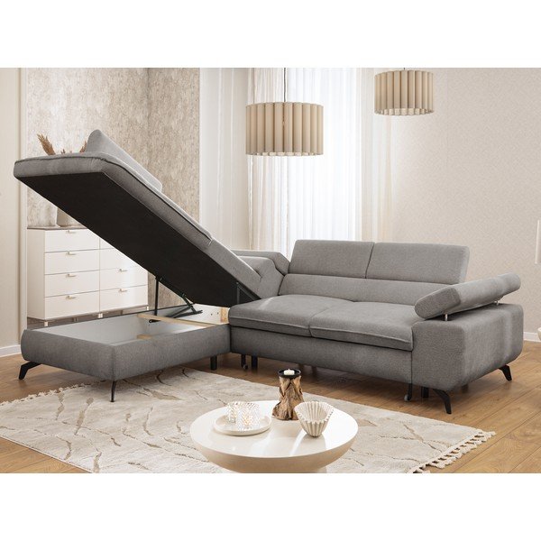 Svetlo siva kotna sedežna garnitura iz šenilje (levi kot/v obliki črke L) Marbeya  – Ropez-image-4