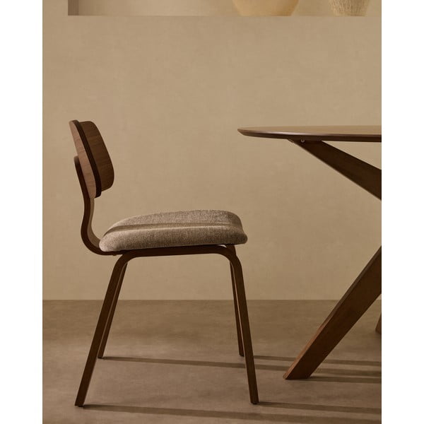 Bež jedilni stol v orehovem dekorju Gena – Kave Home-image-2