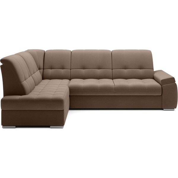 Rjava žametna raztegljiva/s prostorom za shranjevanje kotna sedežna garnitura (levi kot/v obliki črke L) Sado – ELTAP-image-2