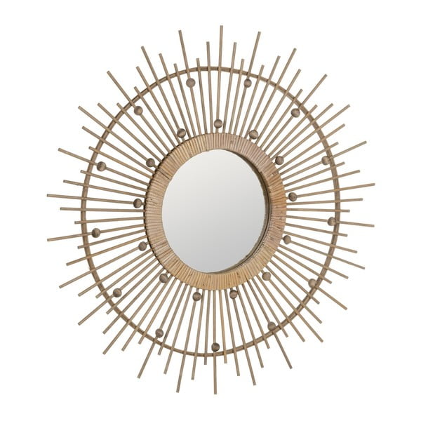 Stensko ogledalo z bambusovim okvirjem ø 70 cm Sol – Ixia-image-4