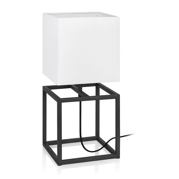 Črno-bela namizna svetilka Markslöjd Cube, 20 x 20 cm