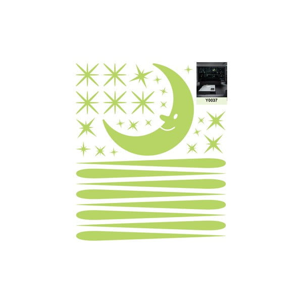 Stenske nalepke Ambiance Moon And Falling Stars-image-1