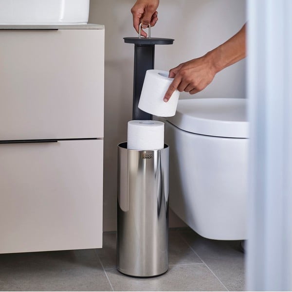 Kovinsko stojalo za WC papir v srebrni barvi Luxe – Joseph Joseph-image-1