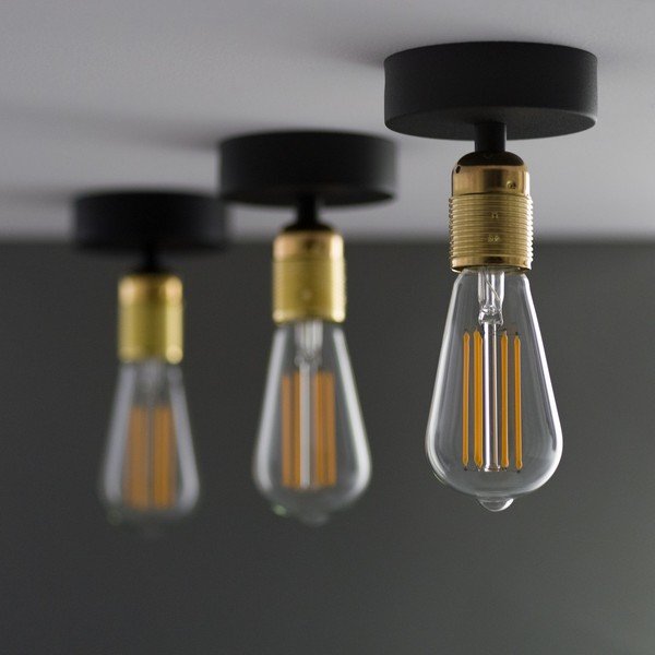 Črna stropna svetilka z navojem v zlati barvi Sotto Luce Uno-image-3