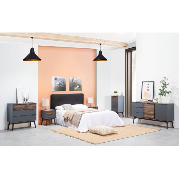 Antracitno siva/temno rjava visoka komoda iz masivnega bora 80x82 cm Nussa – Marckeric-image-1