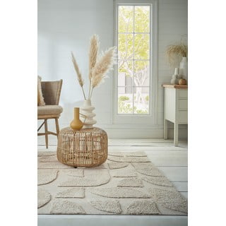 Kremno bela ročno tkana bombažna preproga 200x290 cm Ada Arch Geo – Flair Rugs