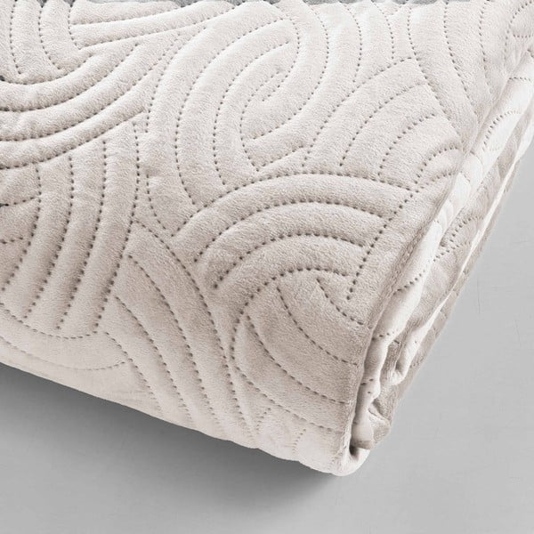 Kremno bel žameten komplet pregrinjala in prevleke za vzglavnik 240x260 cm Solange – douceur d'intérieur-image-2